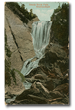 l'avant de la carte postale. « Steady Brook Falls, Newfoundland » Archives du Manitoba, Battershill family fonds, Postcard from George Battershill, postmarked April 13, 1916, #518, P7471/2.