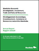 Page couverture du Rapport annuel 2023-2024 -- Développement économique, Investissement, Commerce et Ressources naturelles Manitoba